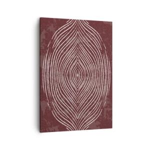 Impression sur toile - Image sur toile - Ondes symétriques en lignes blanches sur fond marron - 50x70cm - L'espace parle - Décoration murale moderne pour le salon et la chambre ARTTOR