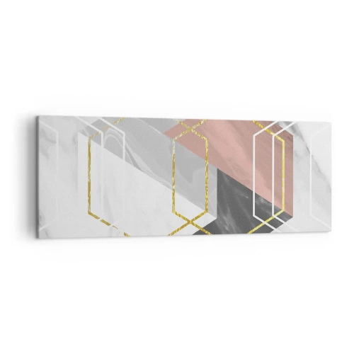 Impression sur toile - Image sur toile - Figures géométriques avec des accents d'or et de marbre - 140x50cm - Composition en chaîne - Décoration murale moderne pour le salon et la chambre ARTTOR