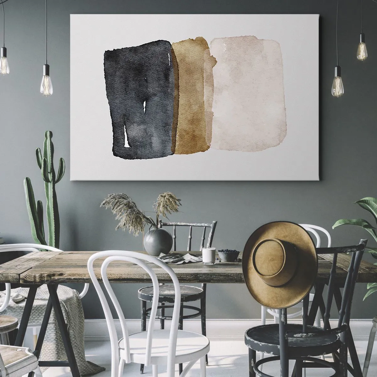 Impression sur toile - Image sur toile - Une composition minimaliste de trois rectangles aux tons terreux. - 120x80cm - Composition de couleurs de la terre - Décoration murale moderne pour le salon et la chambre ARTTOR