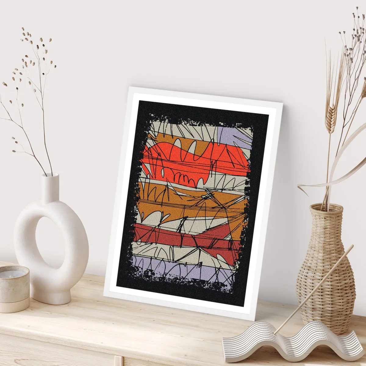 Affiche dans un cadre blanc - Poster - Composition spontanée - 61x91 cm