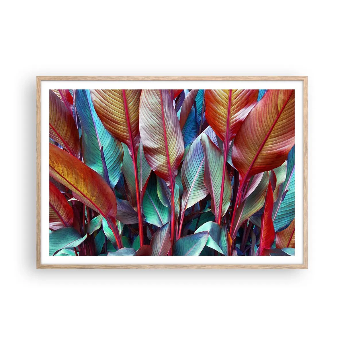 Affiche dans un chêne clair - Poster - Un fourré coloré - 100x70 cm