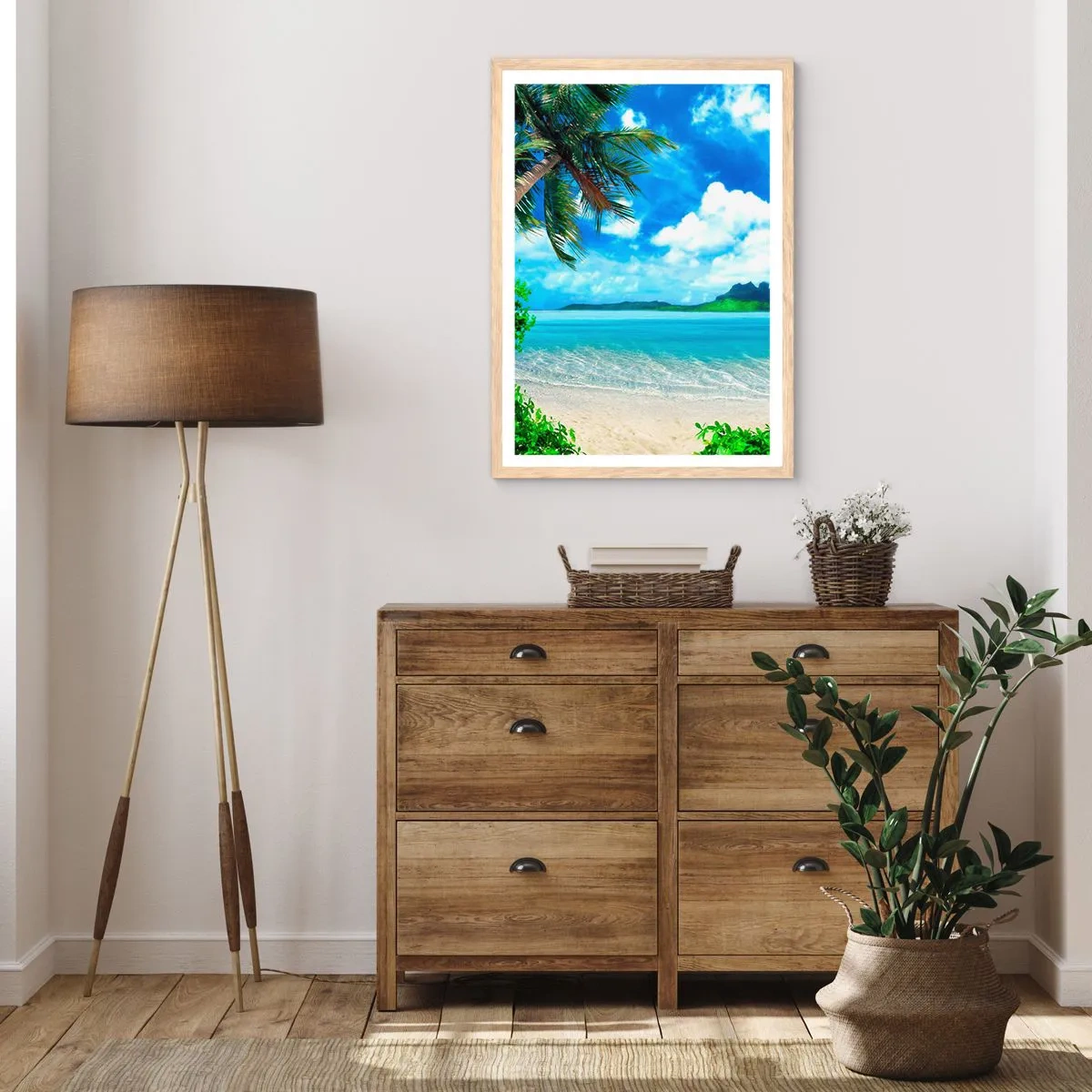 Affiche dans un chêne clair - Poster - L'azur des tropiques - 30x40 cm