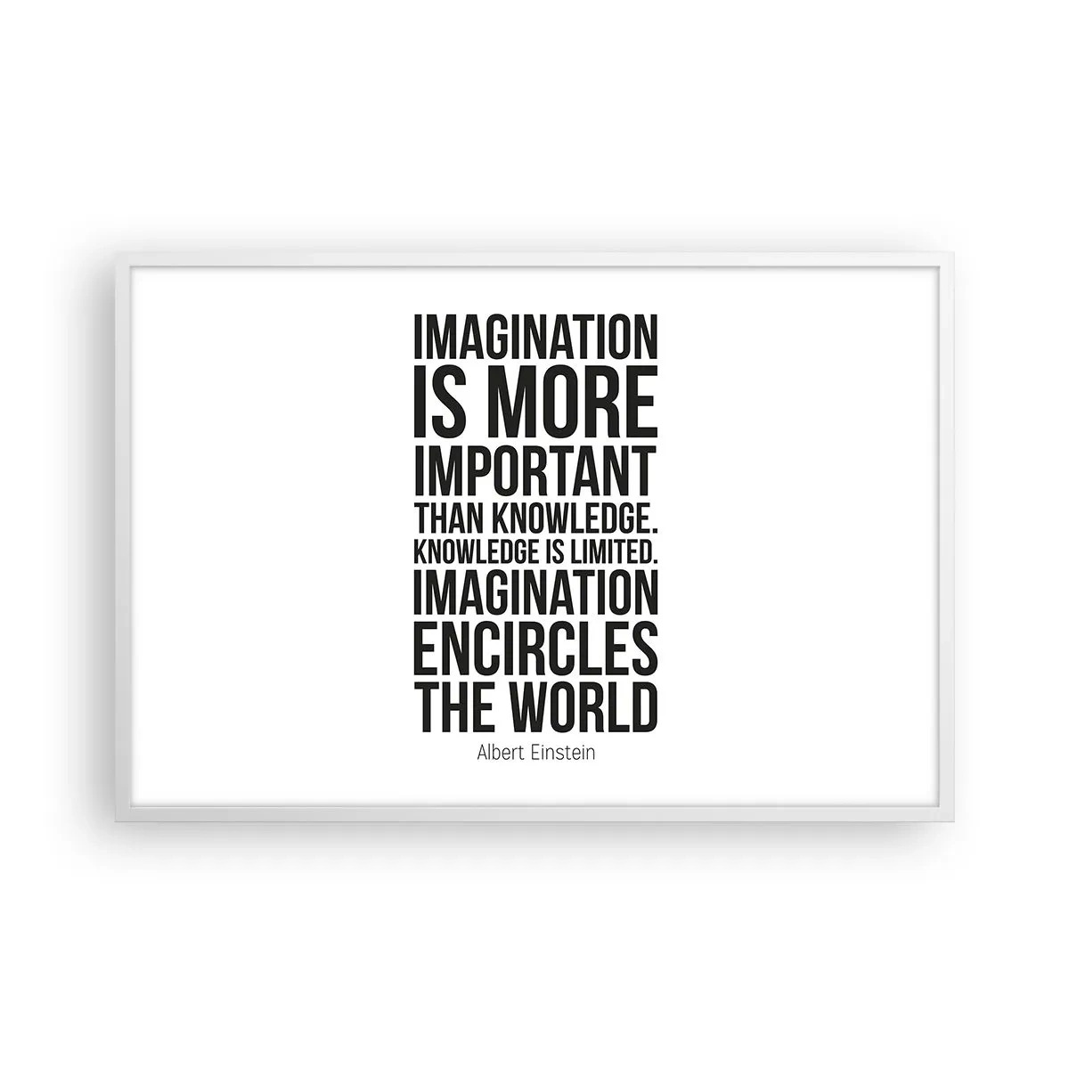 Affiche dans un cadre blanc - Poster - Einstein sur le pouvoir de l'imagination - 91x61 cm