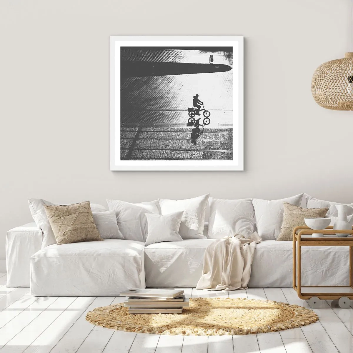 Affiche dans un cadre blanc - Poster - Devant moi, à travers la ville - 30x30 cm