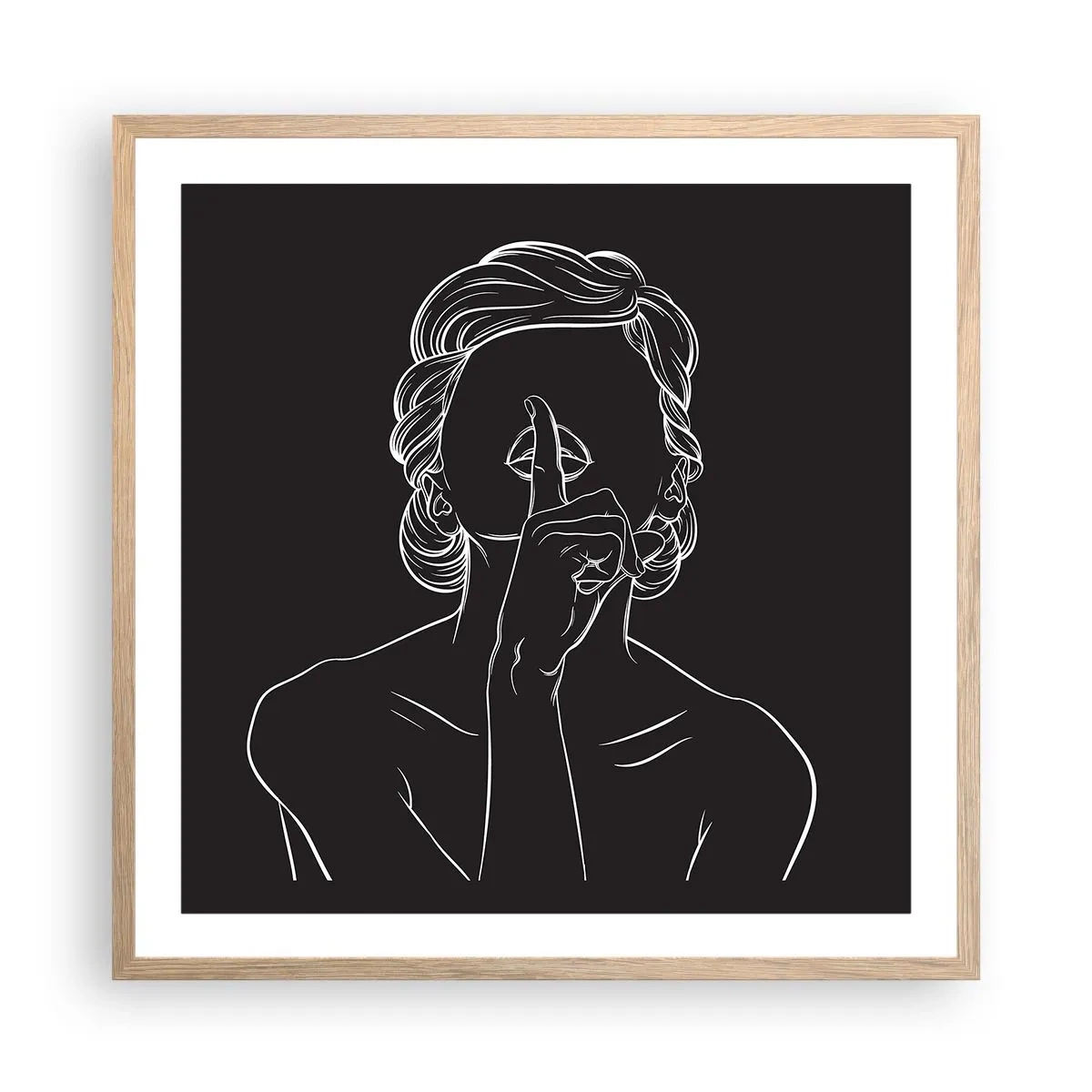 Affiche dans un chêne clair - Poster - La beauté s'épanouit en silence - 60x60 cm
