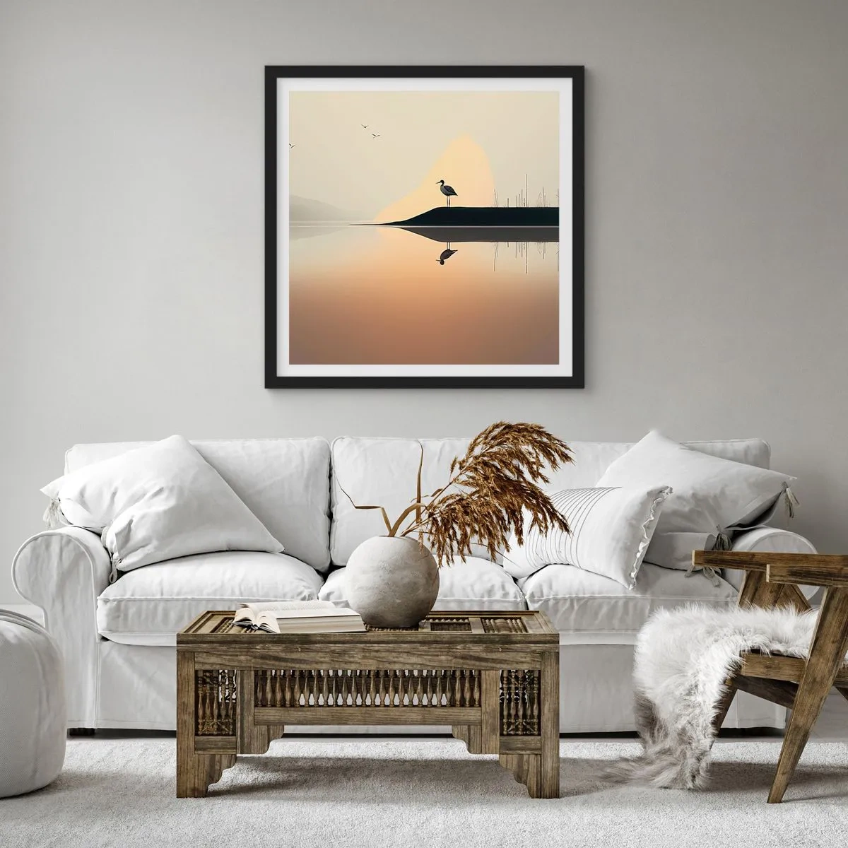 Affiche dans un cadre noir - Poster - Le seigneur du lac - 40x40 cm