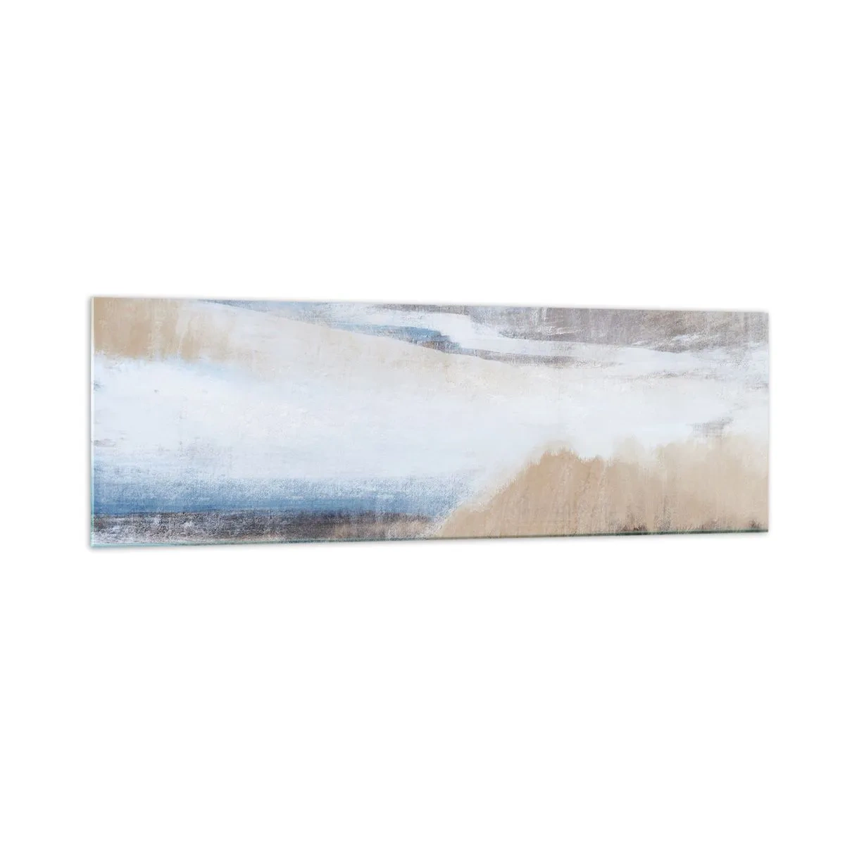 Impression sur verre - Image sur verre - Paysage d'hiver abstrait dans les tons de blanc et de bleu - 160x50cm - Composition hivernale - Décoration murale moderne pour le salon et la chambre ARTTOR