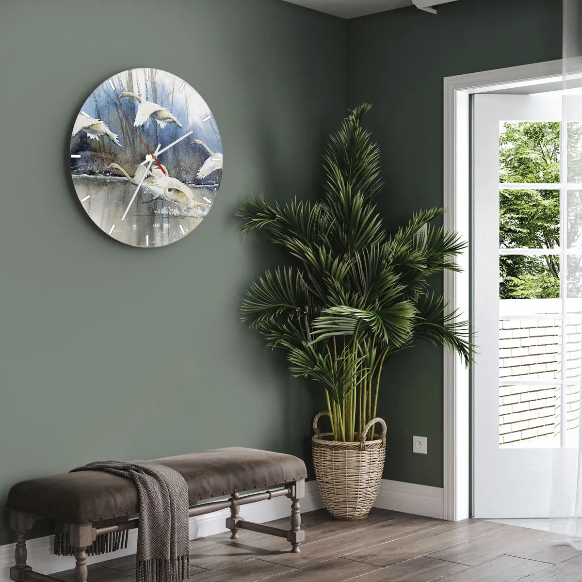 Horloge murale - Pendule murale - Comme dans un conte de fées sur les cygnes sauvages - 30x30 cm