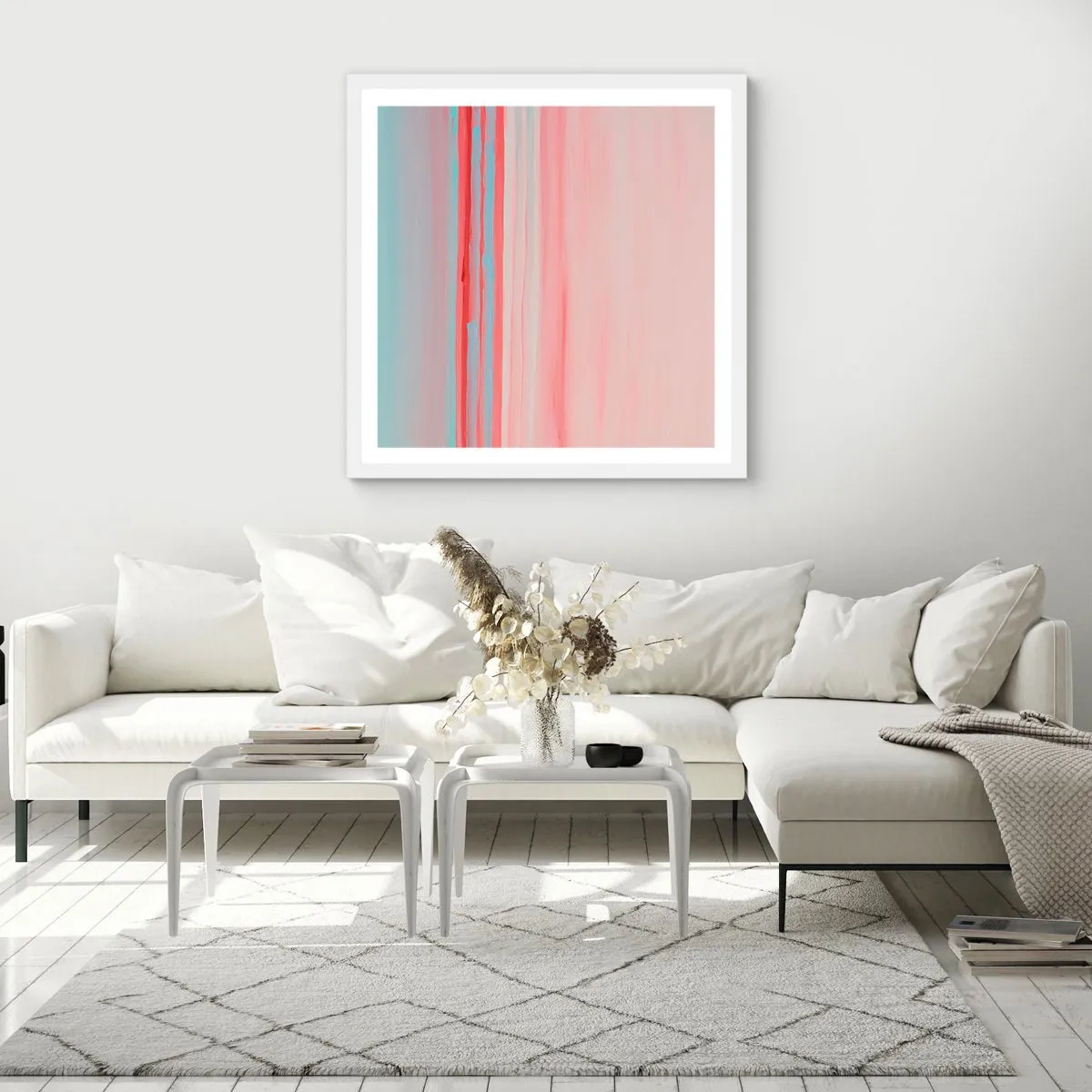 Affiche dans un cadre blanc - Poster - Abstraction à l'aube - 40x40 cm
