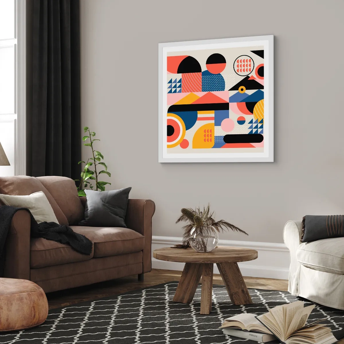 Affiche dans un cadre blanc - Poster - Composition : jouer - 50x50 cm