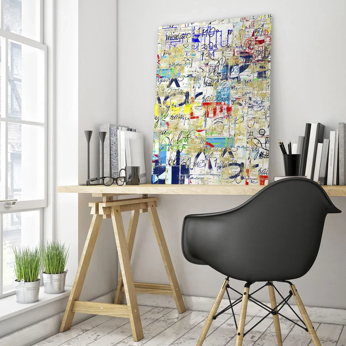 Impression sur verre - Image sur verre - Graffiti abstrait avec inscriptions et motifs colorés - 70x100cm - Ca fait juste plaisir aux yeux - Décoration murale moderne pour le salon et la chambre ARTTOR