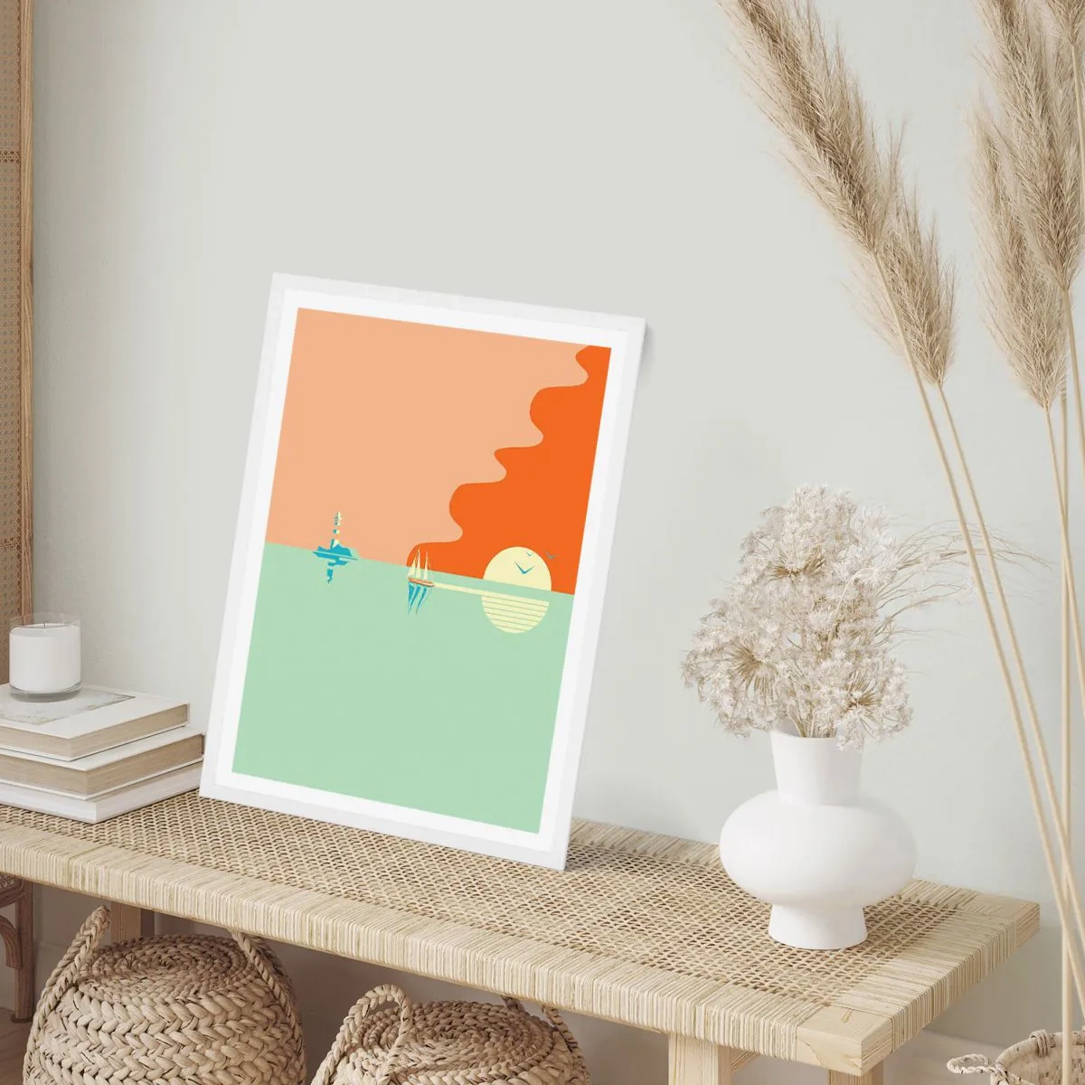 Affiche dans un cadre blanc - Poster - Paysage idéal de la mer - 40x50 cm