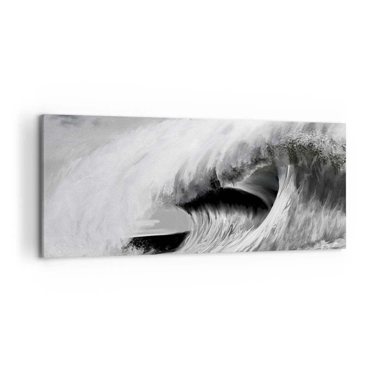 Impression sur toile - Image sur toile - Vague océanique spectaculaire en monochrome - 120x50cm - La colère de l'océan - Décoration murale moderne pour le salon et la chambre ARTTOR