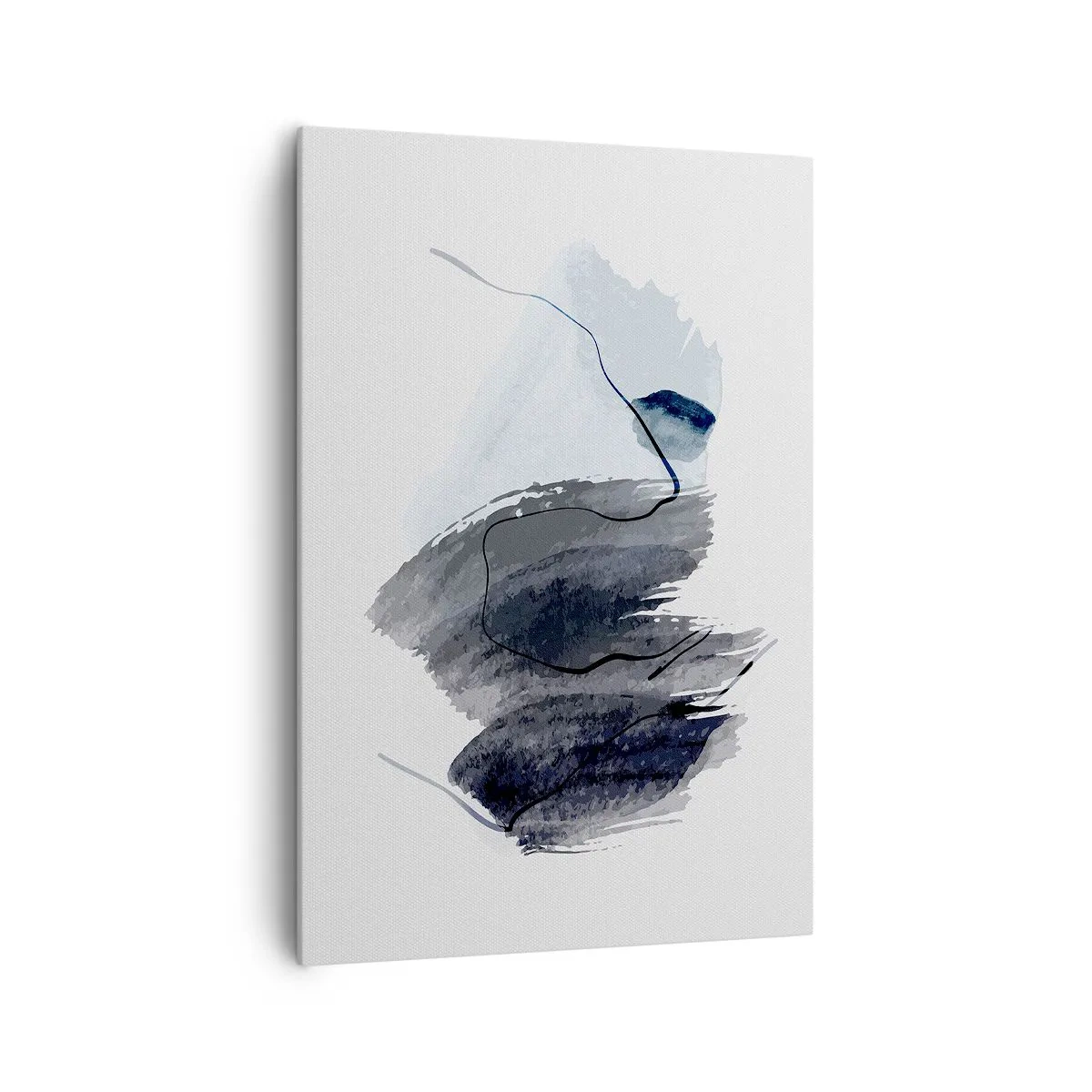 Impression sur toile - Image sur toile - Composition abstraite dans les tons de gris et de bleu - 70x100cm - Intensité et mouvement - Décoration murale moderne pour le salon et la chambre ARTTOR