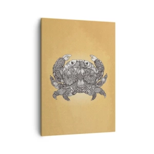 Impression sur toile - Image sur toile - Dessin décoratif d'un crabe sur fond doré - 50x70cm - Les contes de M. Crabe - Décoration murale moderne pour le salon et la chambre ARTTOR