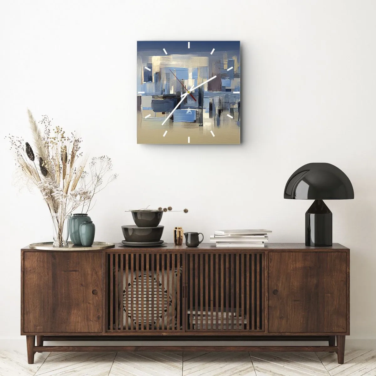 Horloge murale - Pendule murale - Construction bleue - 30x30 cm