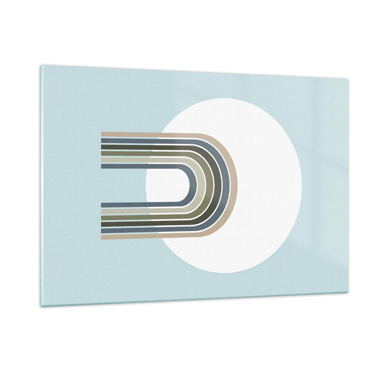 Impression sur verre - Image sur verre - Une composition abstraite avec des arches dans des tons délicats de bleu et de vert. - 120x80cm - Attraction irrésistible - Décoration murale moderne pour le salon et la chambre ARTTOR