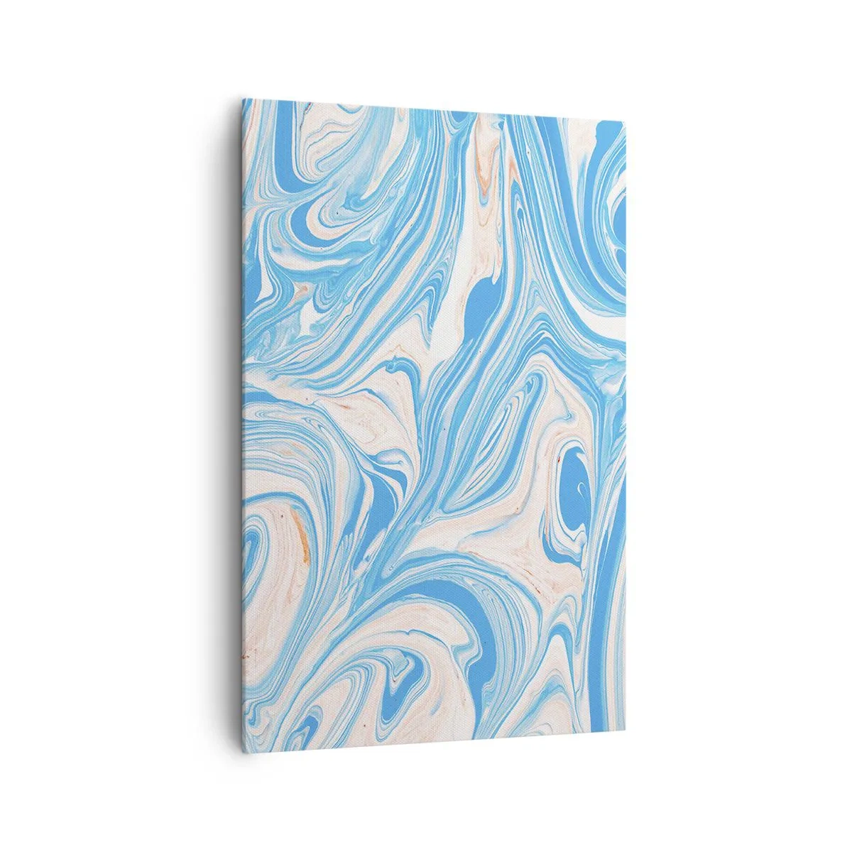 Impression sur toile - Image sur toile - Tourbillons abstraits de style marbre bleu et blanc - 80x120cm - Bassin turquoise - Décoration murale moderne pour le salon et la chambre ARTTOR