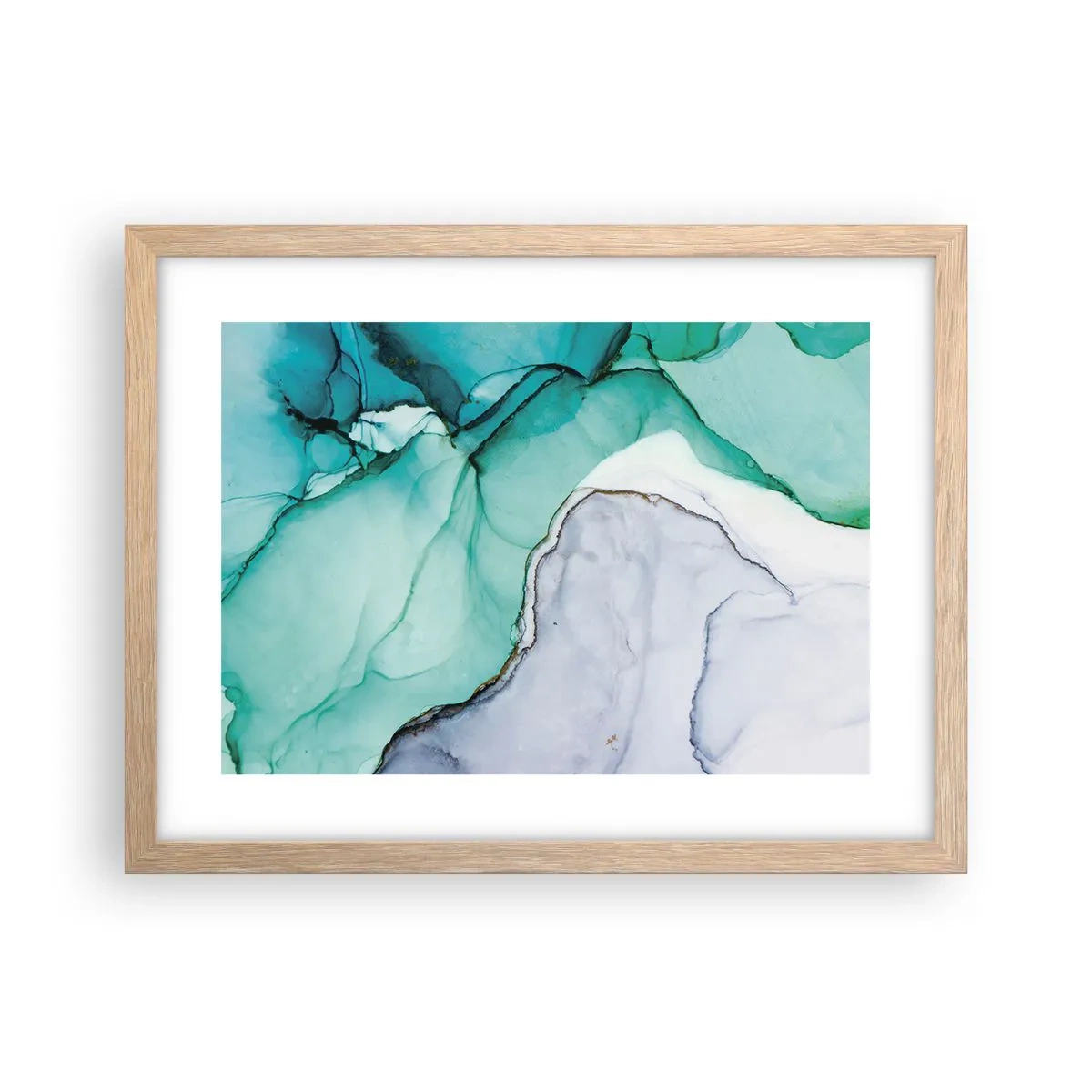Affiche dans un chêne clair - Poster - Étude de turquoise - 40x30 cm
