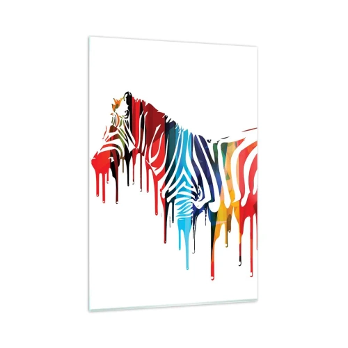 Impression sur verre - Image sur verre - Zèbre abstrait aux couleurs vives avec un effet de peinture - 80x120cm - Pas seulement en noir et blanc - Décoration murale moderne pour le salon et la chambre ARTTOR