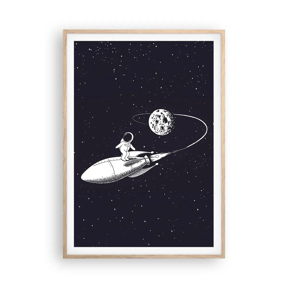 Affiche dans un chêne clair - Poster - Surfeur de l'espace - 70x100 cm