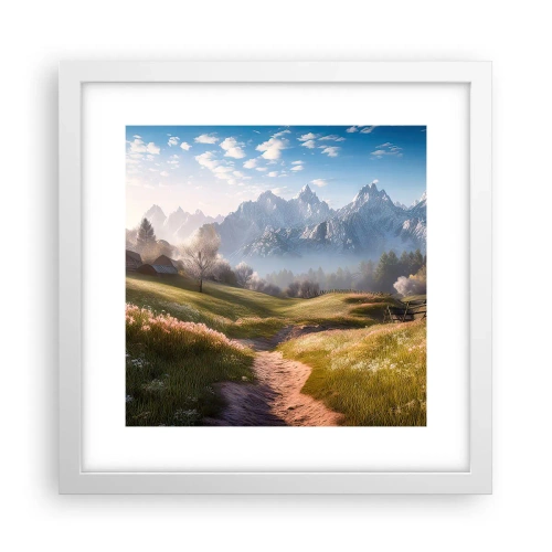 Affiche dans un cadre blanc - Poster - Vallée idyllique - 30x30 cm