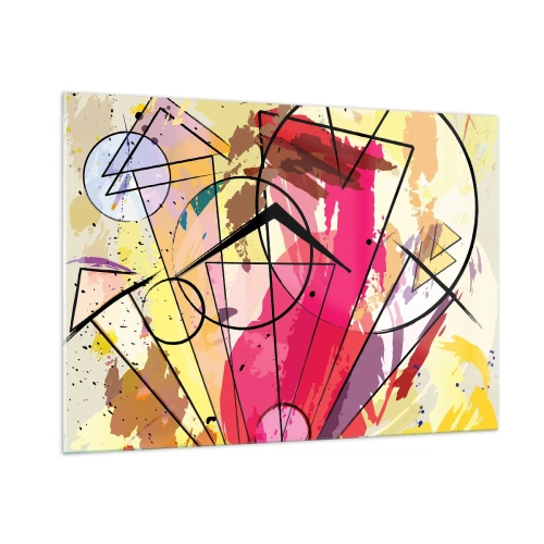 Impression sur verre - Image sur verre - Abstraction colorée avec des motifs et des lignes géométriques - 100x70cm - Explosion - Décoration murale moderne pour le salon et la chambre ARTTOR