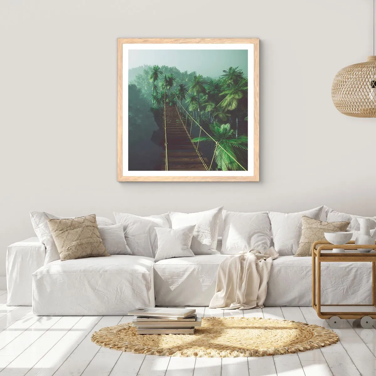 Affiche dans un chêne clair - Poster - Au fil de la verdure - 60x60 cm