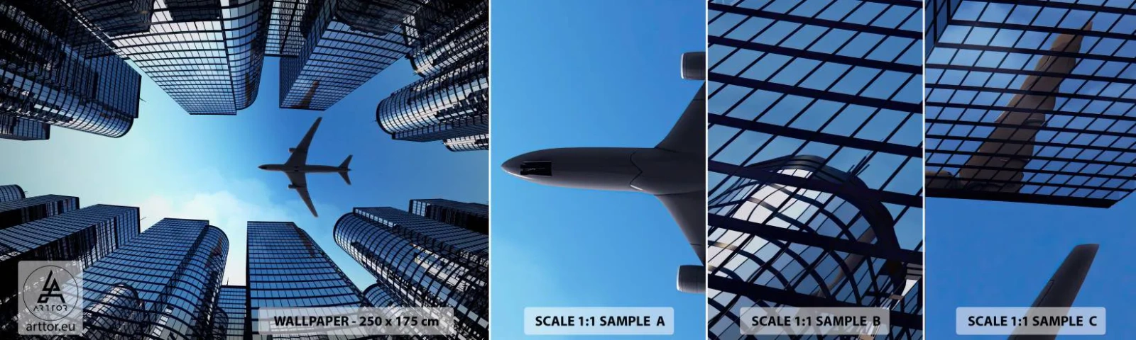 Échantillon De Papier Peint Standard Eco - La vue depuis le ravin de verre - Architecture, Avion, Ville - 100x30 cm