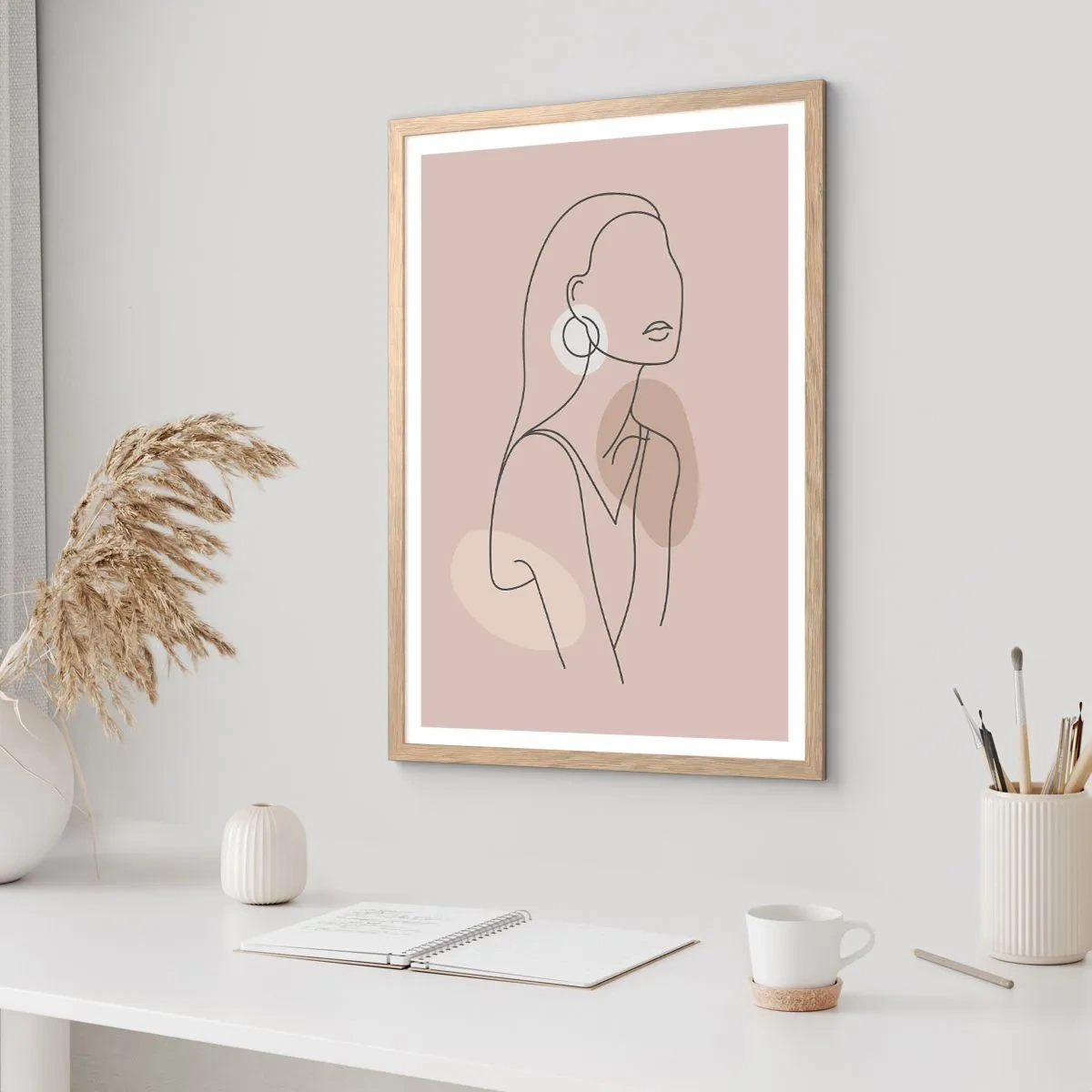 Affiche dans un chêne clair - Poster - Icone féminin - 50x70 cm