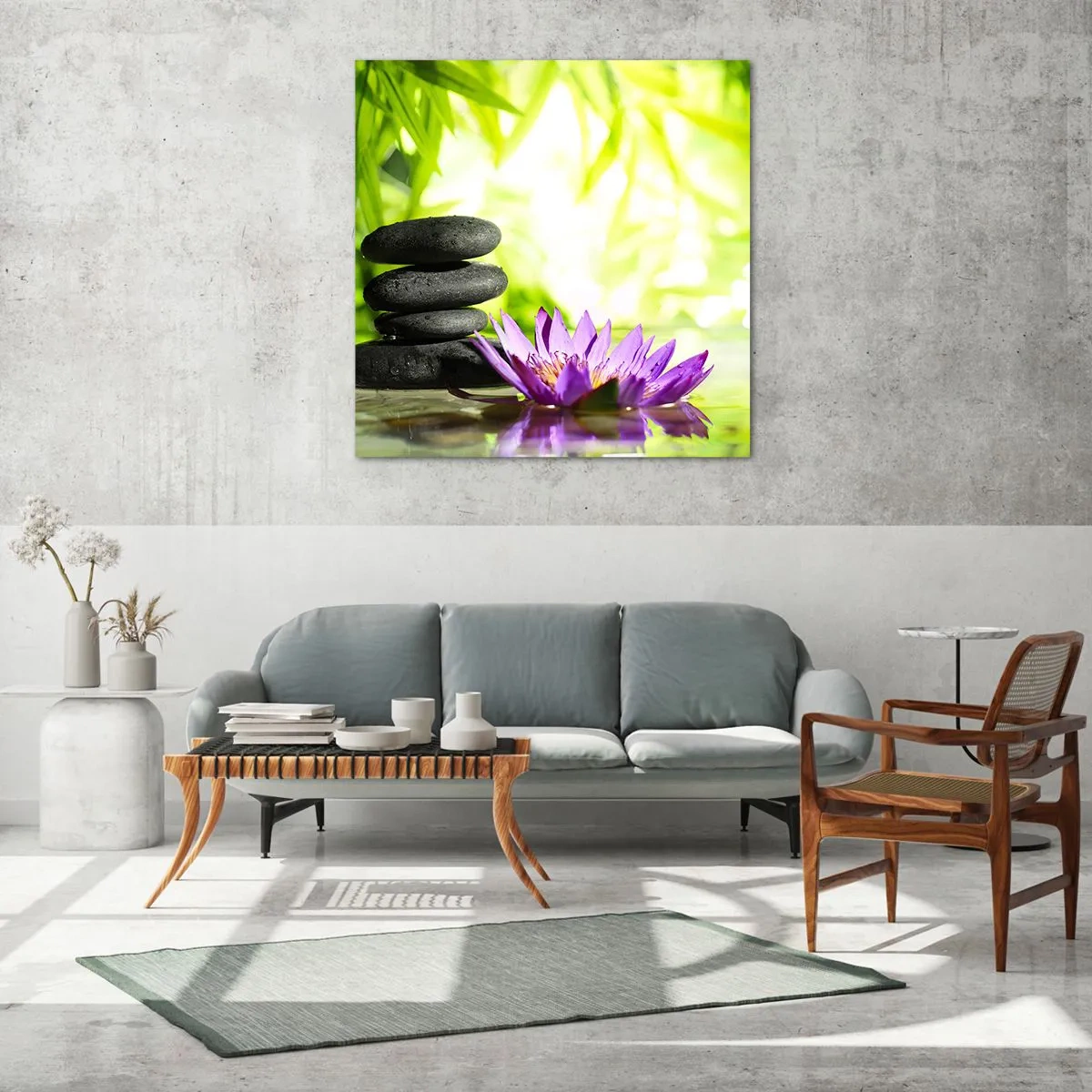 Impression sur verre - Image sur verre - Dans un buisson de bambou - 60x60 cm