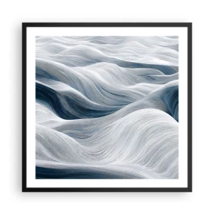 Affiche dans un cadre noir - Poster - Vagues blanches et bleues - 60x60 cm