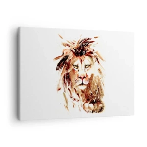 Impression sur toile - Image sur toile - Portrait à l'aquarelle d'un lion aux détails intenses - 70x50cm - Force et dignité - Décoration murale moderne pour le salon et la chambre ARTTOR