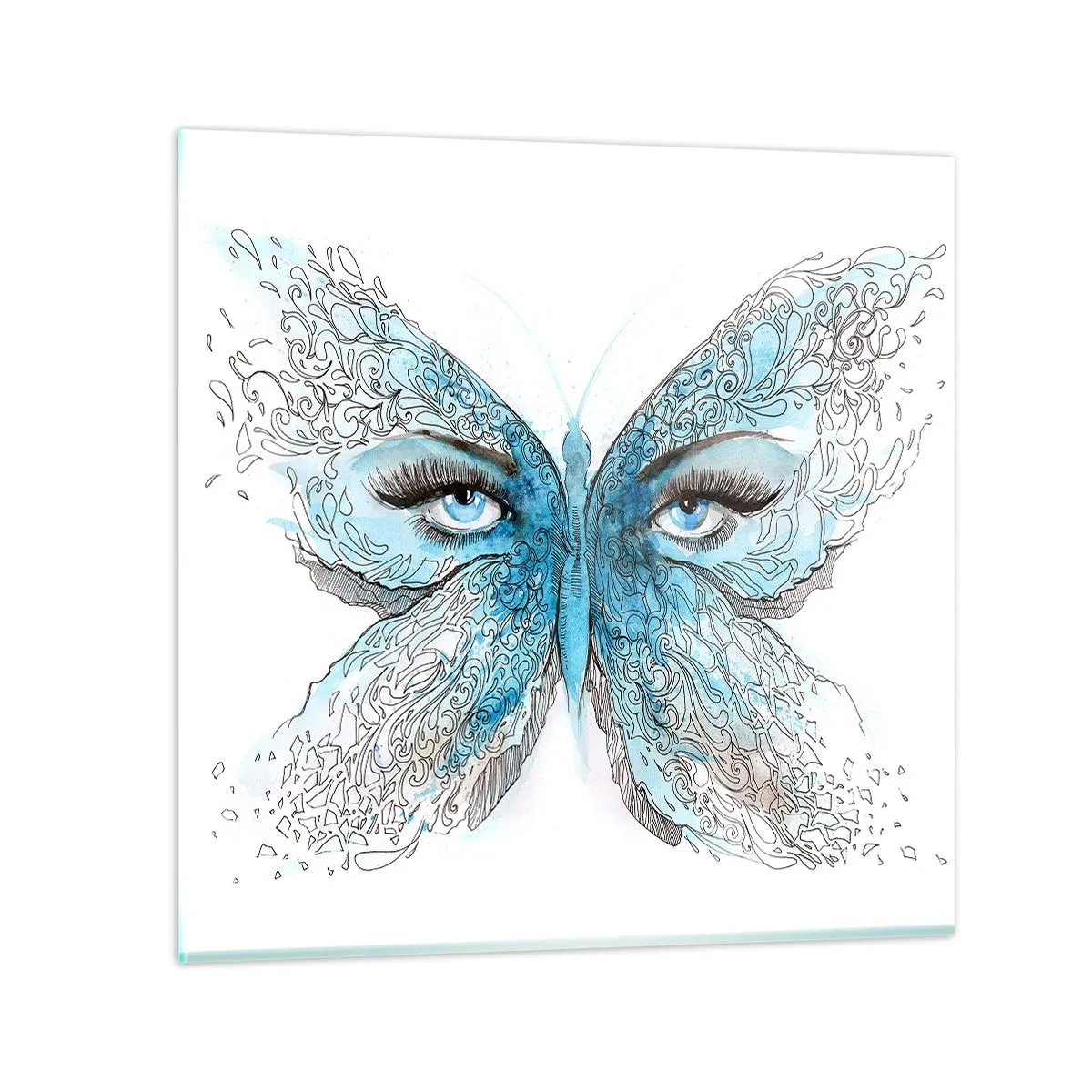Impression sur verre - Image sur verre - Mésange bleue Eros - 50x50 cm