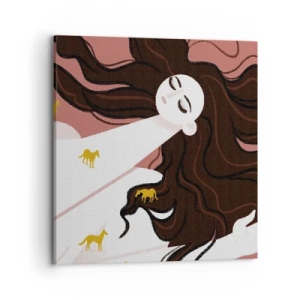 Impression sur toile - Image sur toile - Rêve d'un cheval d'or - 70x70 cm