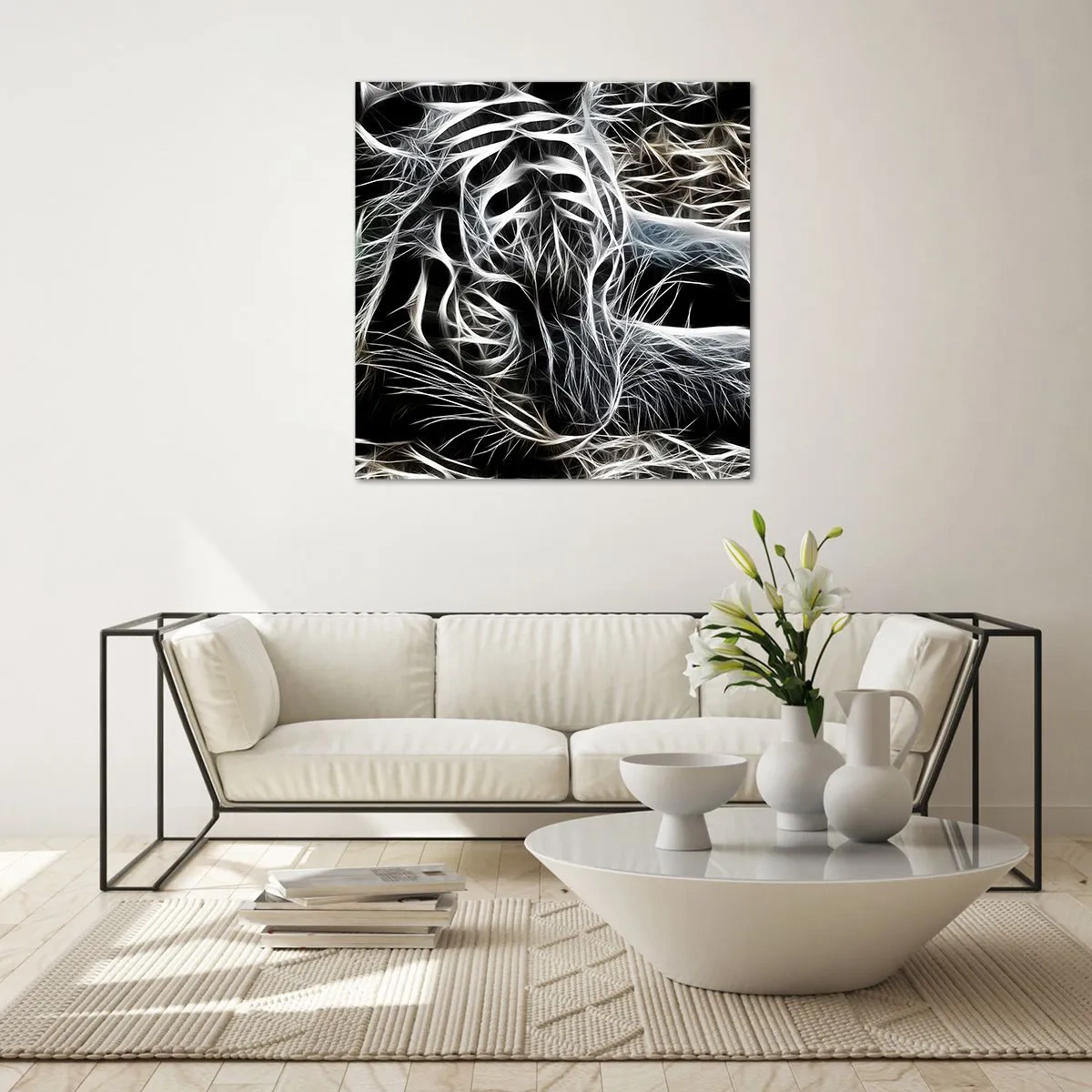 Impression sur verre - Image sur verre - Une étude de la légèreté du chat - 70x70 cm