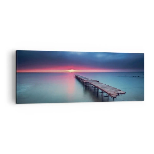 Impression sur toile - Image sur toile - Une jetée en bois menant directement à la mer au coucher du soleil - 140x50cm - Entre le ciel et la terre - Décoration murale moderne pour le salon et la chambre ARTTOR