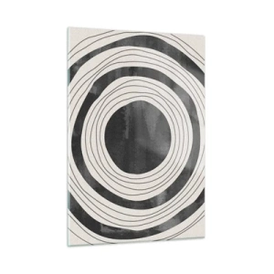Impression sur verre - Image sur verre - Cercles concentriques noirs et blancs aux contours irréguliers - 50x70cm - Droit au but - Décoration murale moderne pour le salon et la chambre ARTTOR