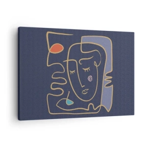 Impression sur toile - Image sur toile - Portrait de visage abstrait dans un style minimaliste - 70x50cm - En réflexion - Décoration murale moderne pour le salon et la chambre ARTTOR