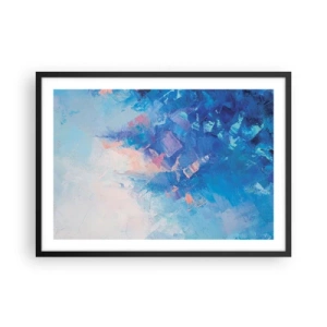 Affiche dans un cadre noir - Poster - Composition abstraite dans les tons de bleu et de rose - 70x50cm - Abstraction hivernale - Décoration murale moderne pour le salon et la chambre ARTTOR