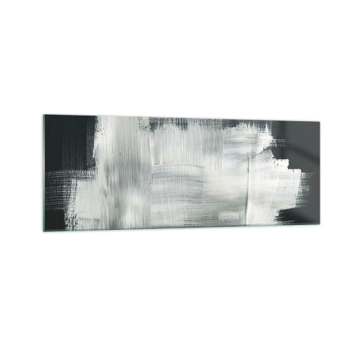 Impression sur verre - Image sur verre - Traits abstraits blancs sur fond sombre - 140x50cm - Tissé à la verticale et à l'horizontale - Décoration murale moderne pour le salon et la chambre ARTTOR