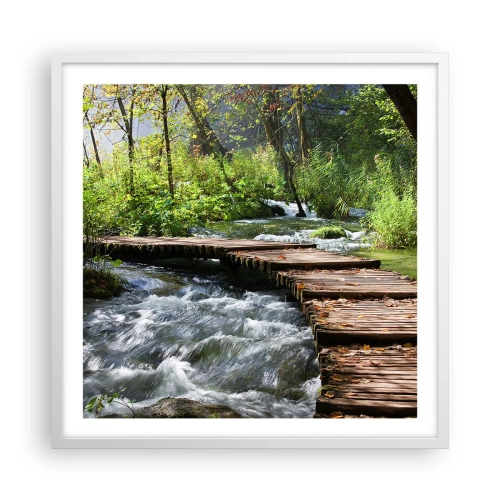 Affiche dans un cadre blanc - Poster - Au-dessus de la cascade mousseuse - 60x60 cm