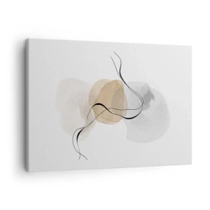 Impression sur toile - Image sur toile - Abstraction minimaliste dans les tons beige et gris - 70x50cm - Perles d'air - Décoration murale moderne pour le salon et la chambre ARTTOR