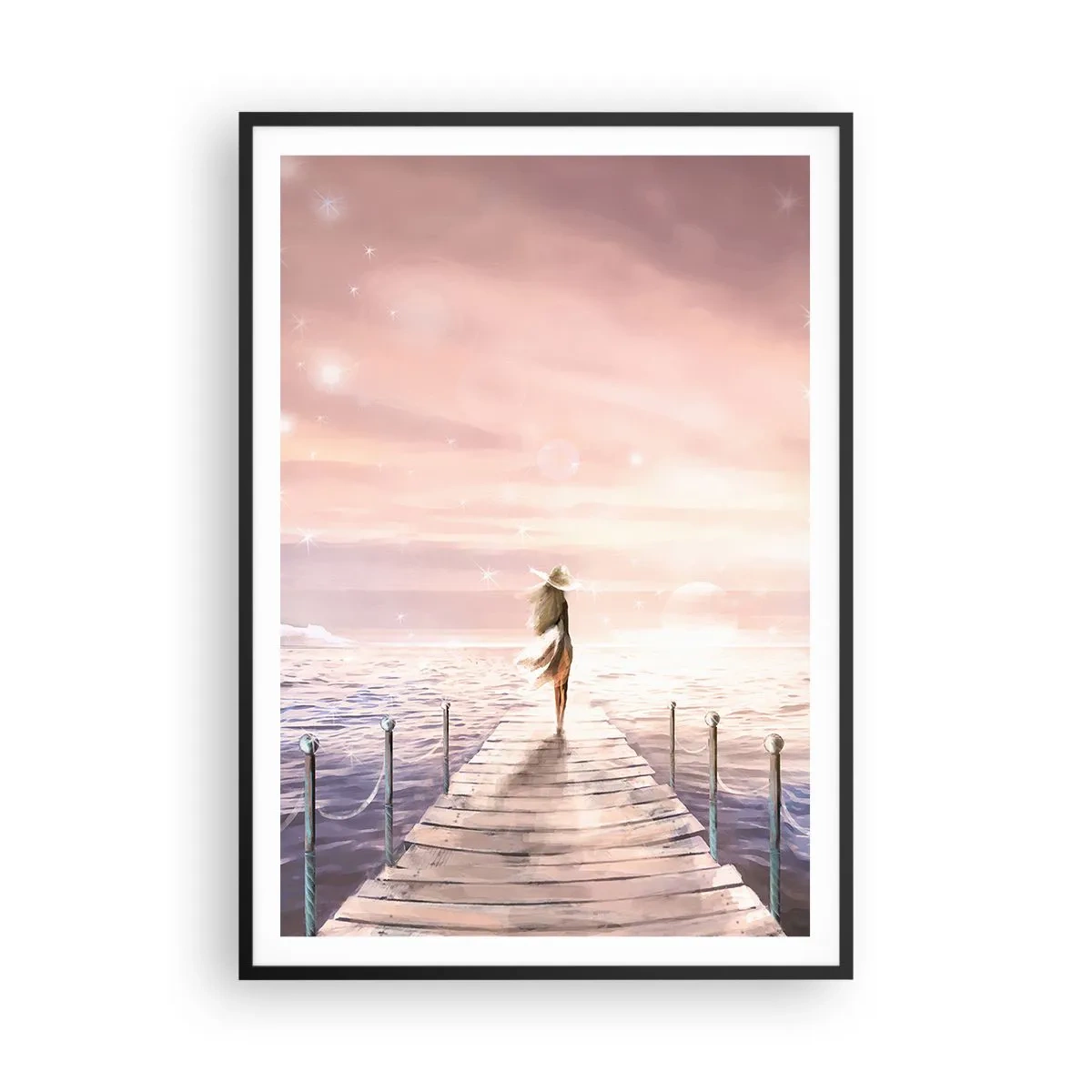 Affiche dans un cadre noir - Poster - A la lumière d'un rêve - 70x100 cm