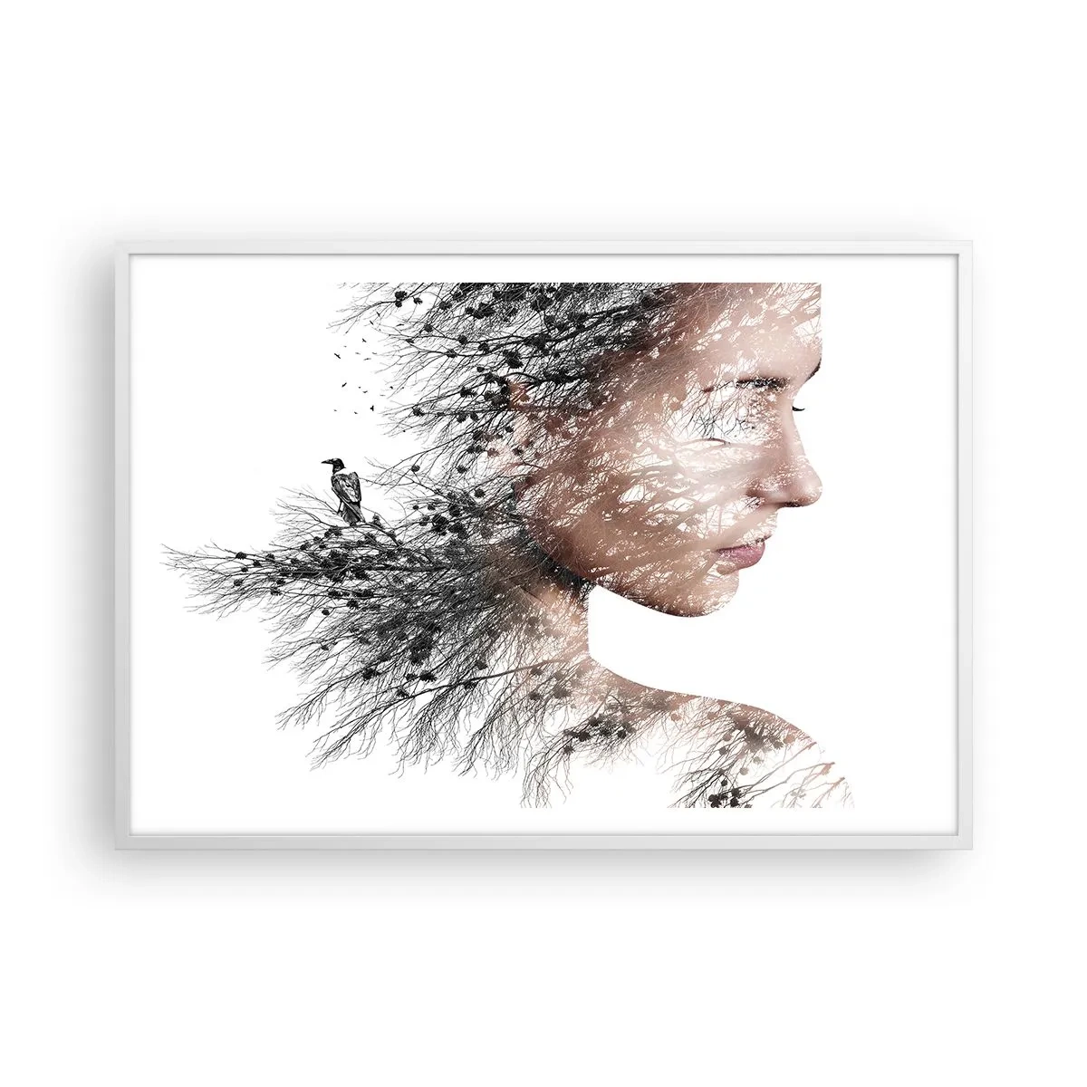 Affiche dans un cadre blanc - Poster - L'âme de la forêt - 100x70 cm