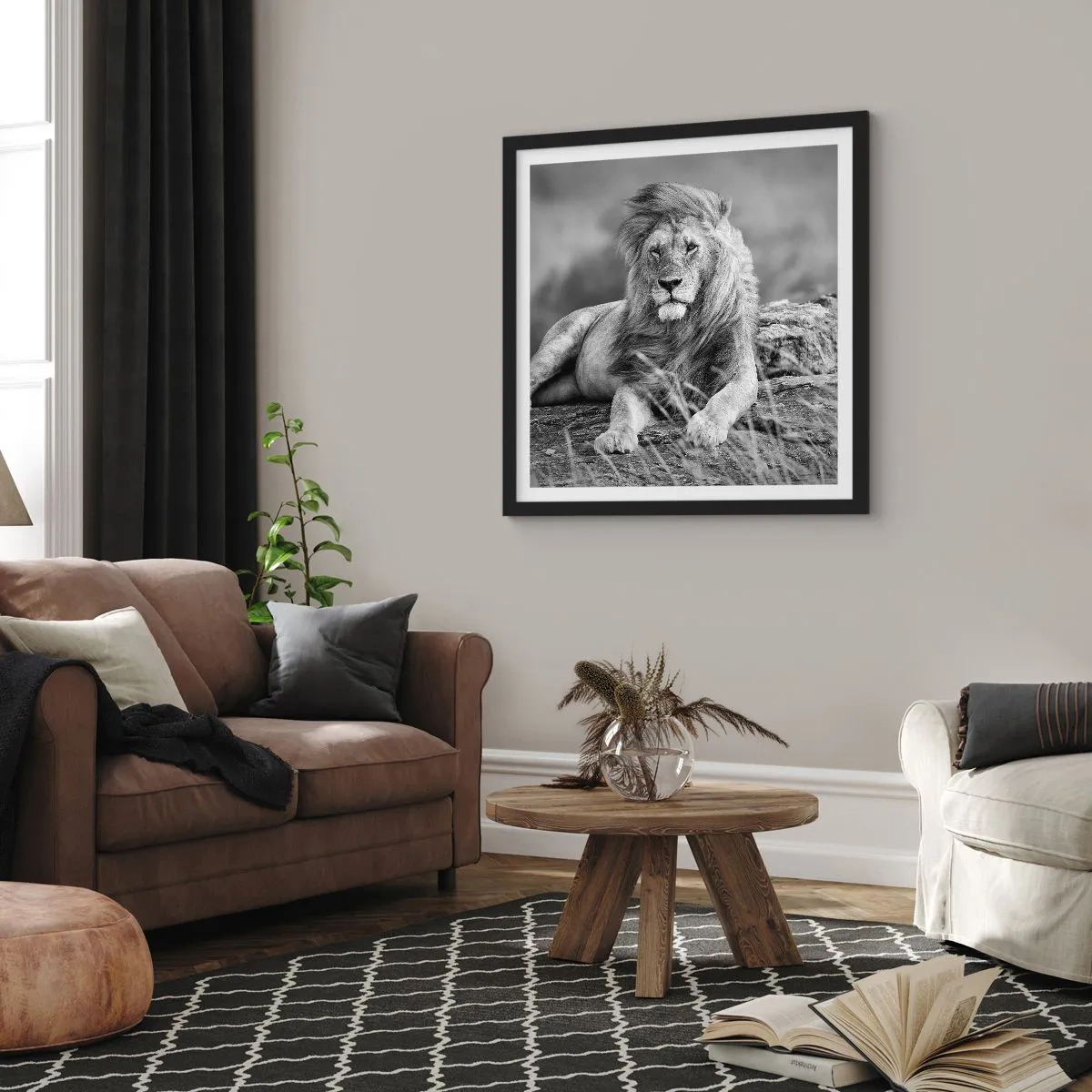 Affiche dans un cadre noir - Poster - Sieste royale - 50x50 cm