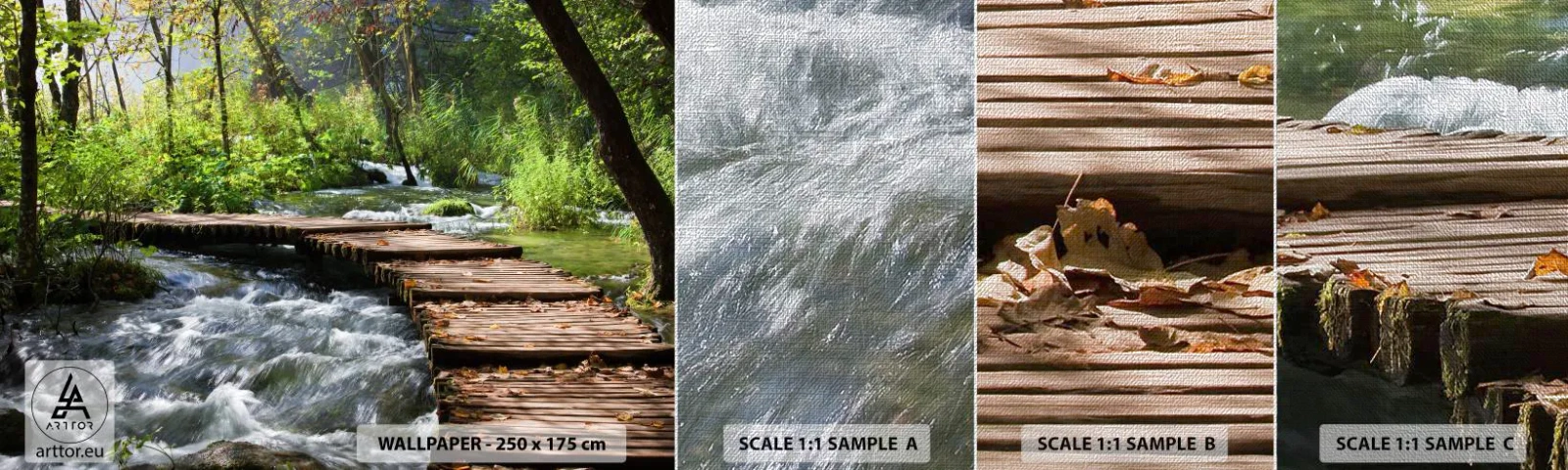 Échantillon de Papier Peint Premium Canvas - Au-dessus de la cascade mousseuse - Paysage, Croatie, Nature - 100x30 cm