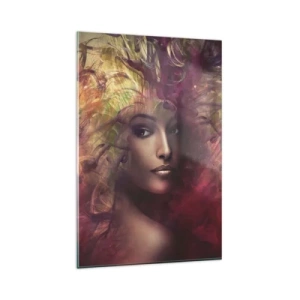 Impression sur verre - Image sur verre - Une femme aux couleurs abstraites créant un arrière-plan dynamique - 80x120cm - Je suis ici! - Décoration murale moderne pour le salon et la chambre ARTTOR