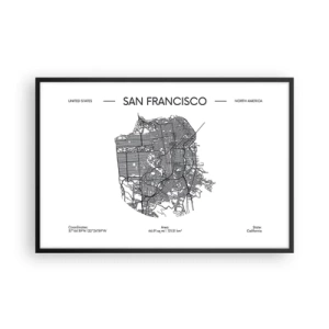 Affiche dans un cadre noir - Poster - Anatomie de San Fransisco - 91x61 cm