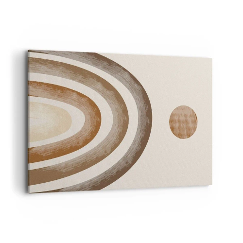 Impression sur toile - Image sur toile - Motif planétaire géométrique dans les tons de marron - 120x80cm - Dans une galaxie lointaine - Décoration murale moderne pour le salon et la chambre ARTTOR